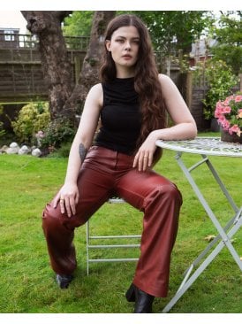 Amy Straight Leg Leather Jeans
