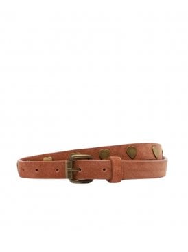 Athena Heart Studded Belt Ant. Brass