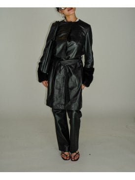 Ava Single Breasted Coat With Shearling Cuffs