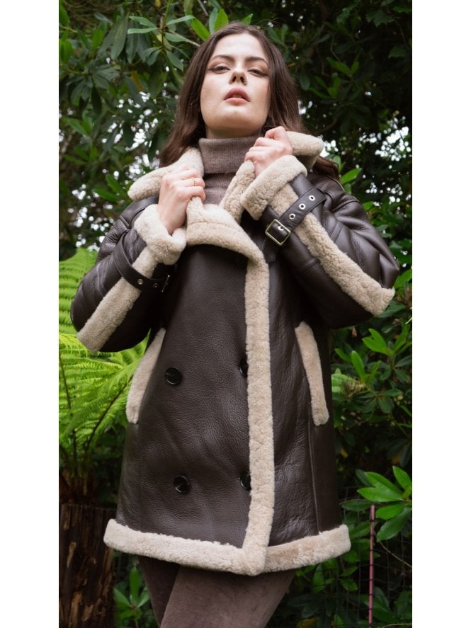 Bella Double Breasted Shearling Coat