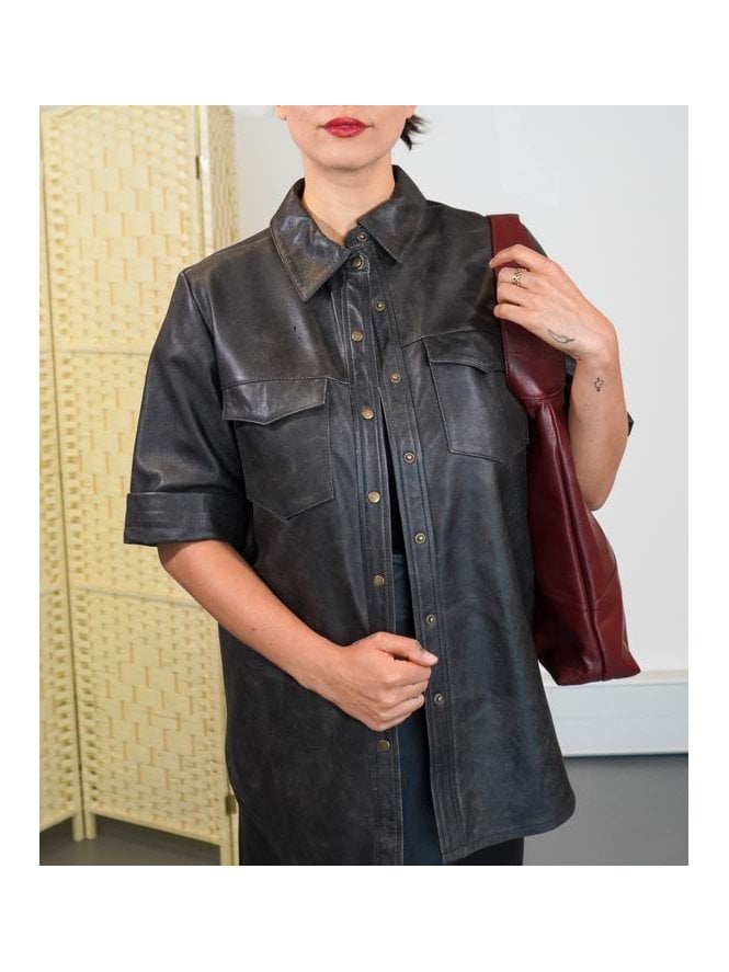 Cally Buttoned Leather Shirt