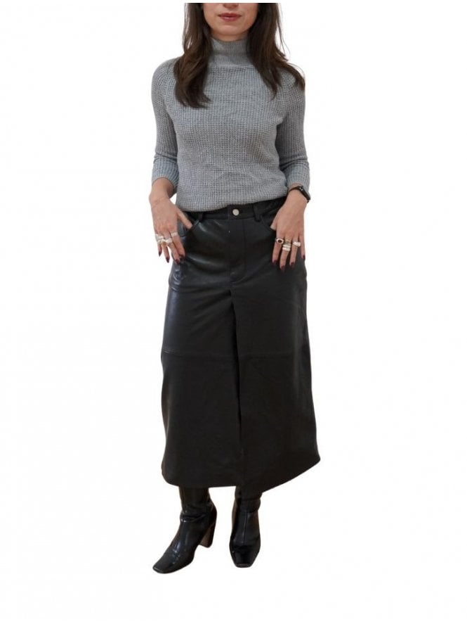 Charlotte Long Leather Wrap Skirt
