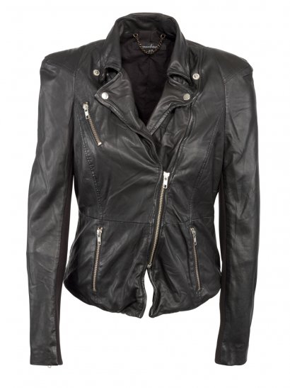 Cion 2012 Fitted Leather Biker Jacket in Black