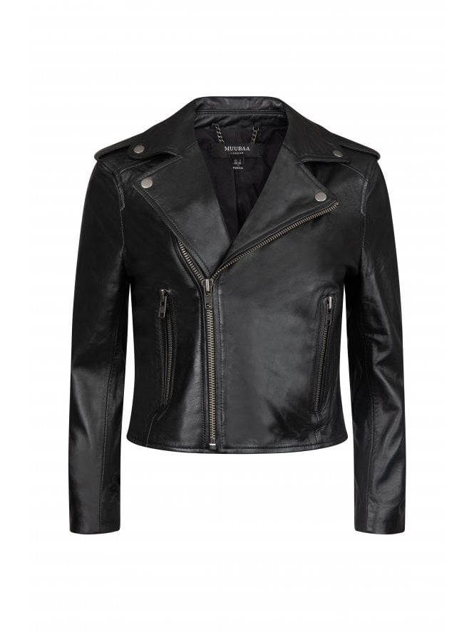 Daniella Chunky Zip Cropped Leather Biker