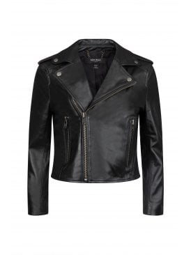 Daniella Chunky Zip Cropped Leather Biker