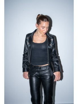 Dorothy Embroided Leather Trousers