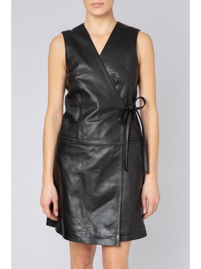 Eliza Wrap Leather Dress	