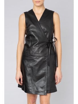 Eliza Wrap Leather Dress			