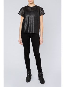 Fawn Perforated Leather T-Shirt