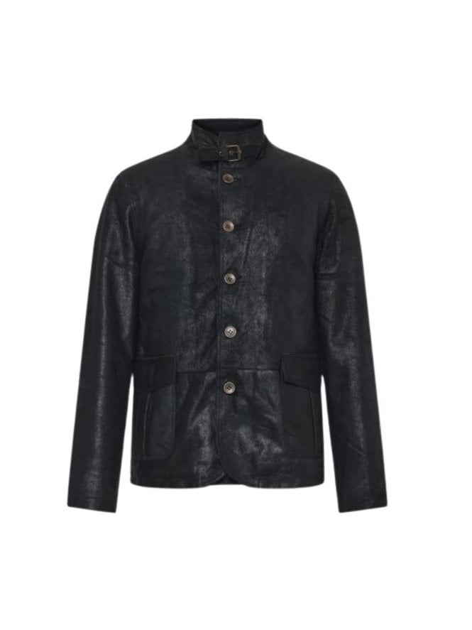 Flyte Curved Hem Jacket In Textured Leather
