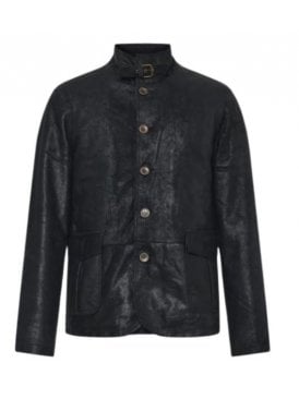 Flyte Curved Hem Jacket In Textured Leather