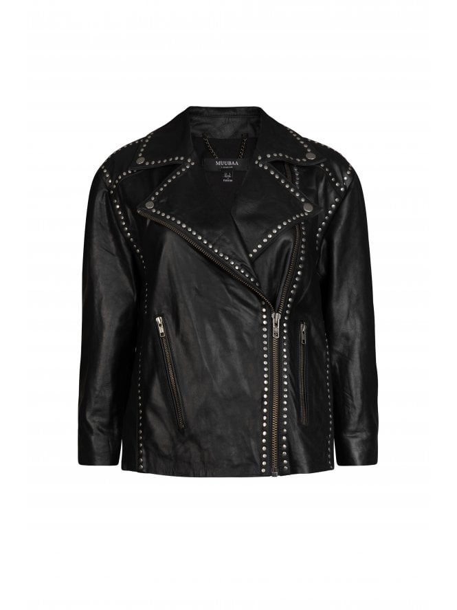 Hadley Leather Studded Biker Jacket