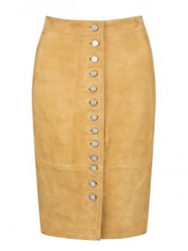 Herne Tan Suede Pencil Skirt
