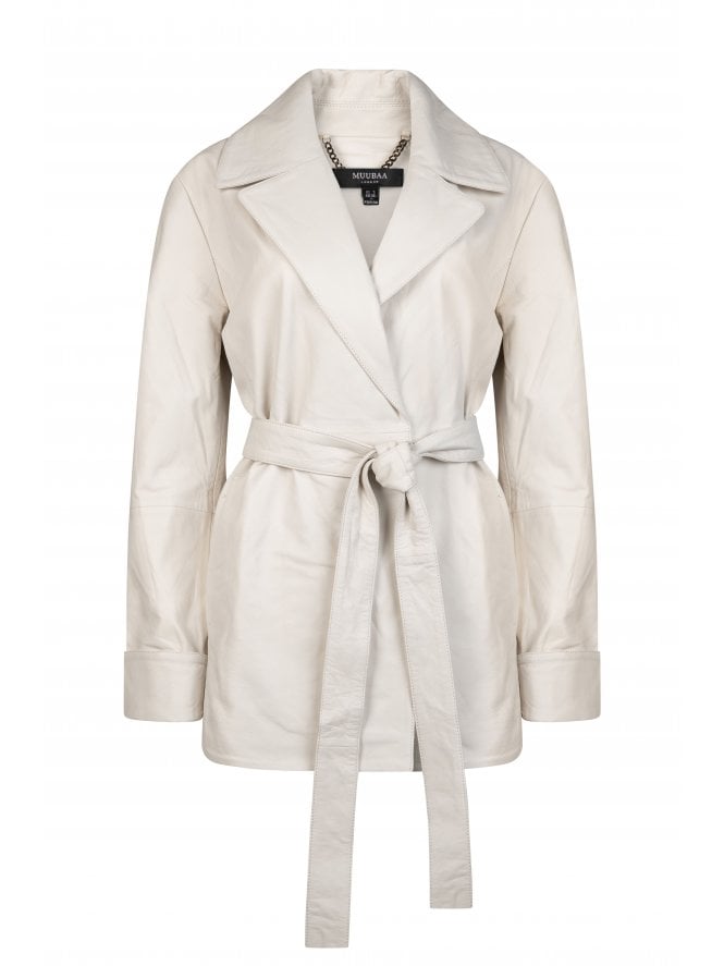 Juliette Wrap Front Belted Leather Jacket