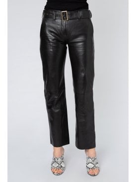 Juno Low Rise Belted Leather Trousers