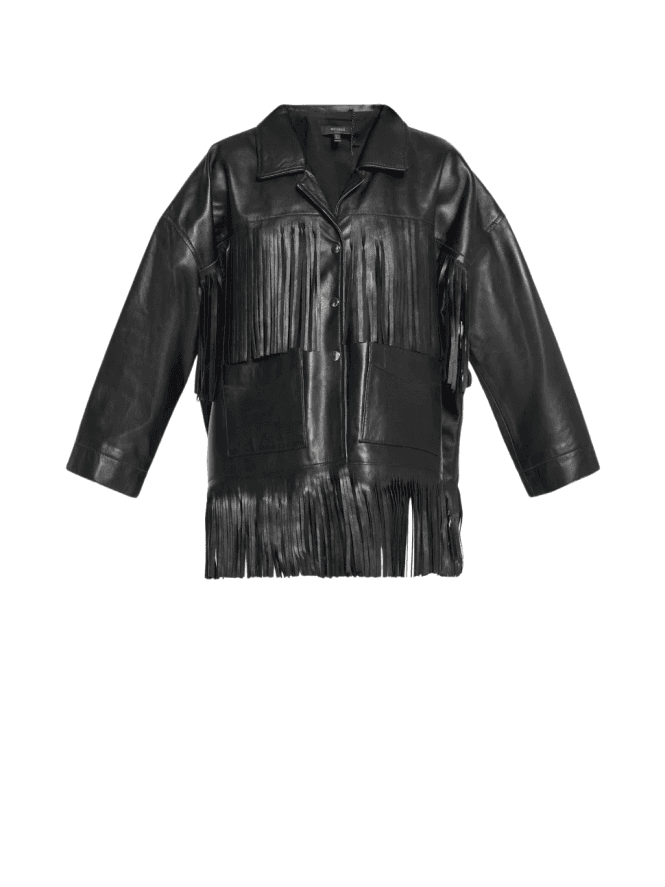 Kate Fringed Jacket In Textured Leather