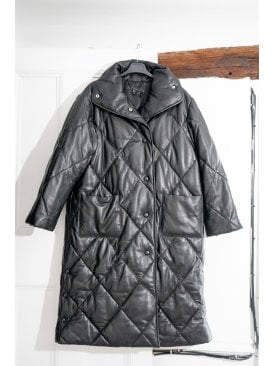 Kennedy Padded Front Funnel Neck Puffa Leather Coat