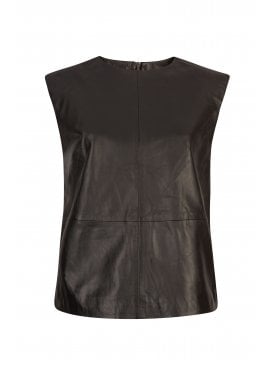 Leah Sleeveless A Line Leather Top	