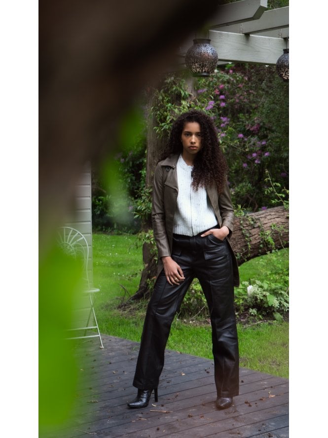 Lucy Straight Leather Leg Cargo Trousers