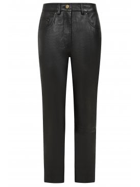 Lulu High Waist Ankle Grazer Leather Trousers