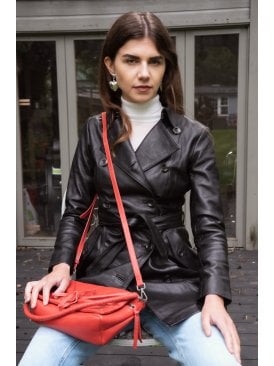 Lyla Short Leather Trench Coat