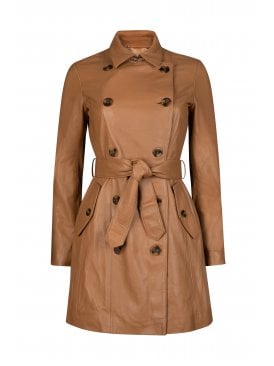 Lyla Short Leather Trench Coat