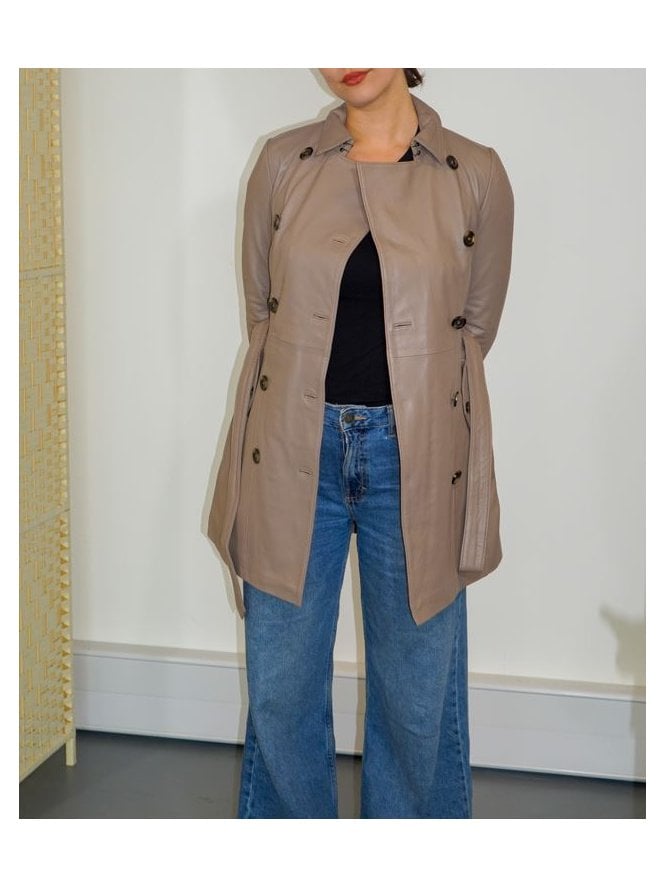 Lyla Short Leather Trench Coat