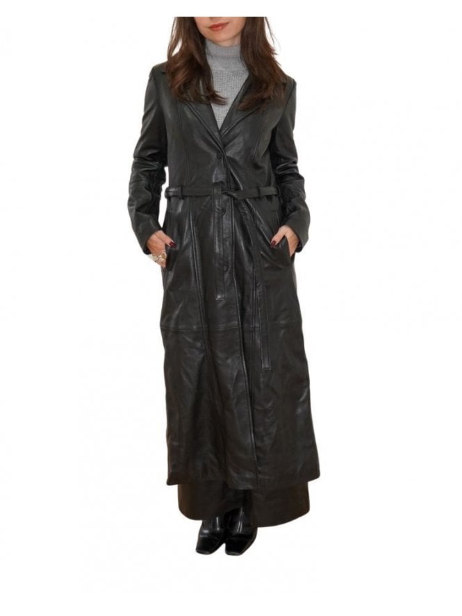 Mae Belted Leather Coat