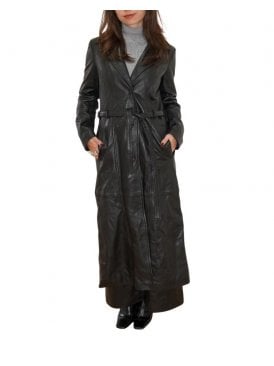 Mae Belted Leather Coat