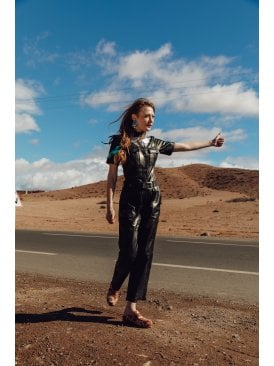 Marylou Western Applique Leather Jumpsuit