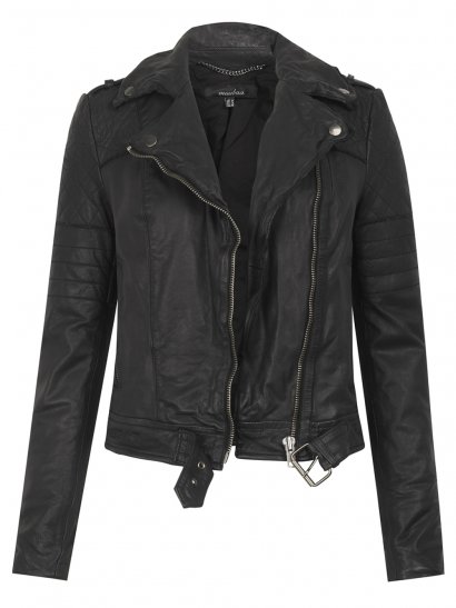 Minsk Leather Quilted Biker in Black