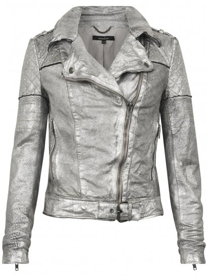 Minsk Suede Quilted Biker in Silver