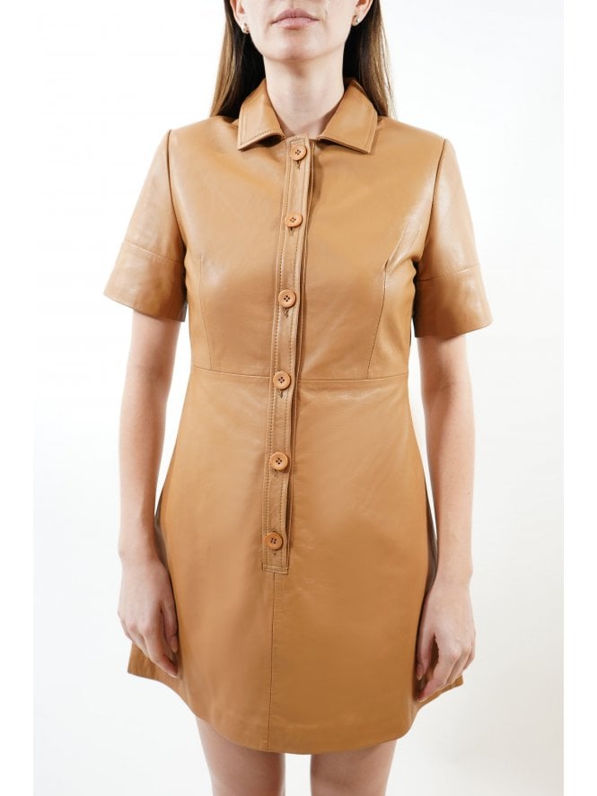 Missy Leather Shirt Dress With Wide Sleeves