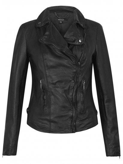 Monteria Black Leather Biker Jacket