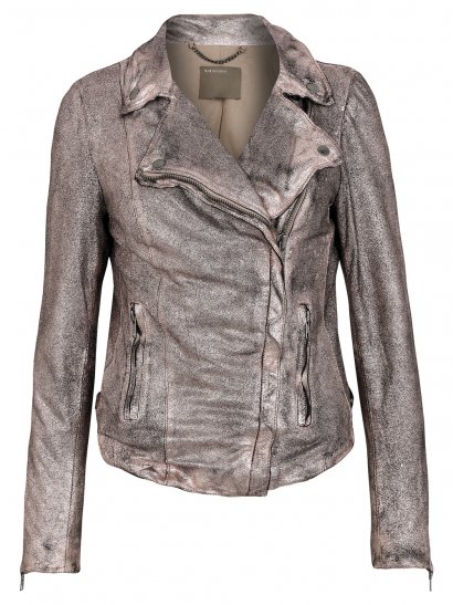 Monteria Suede Biker Jacket in Rose Gold