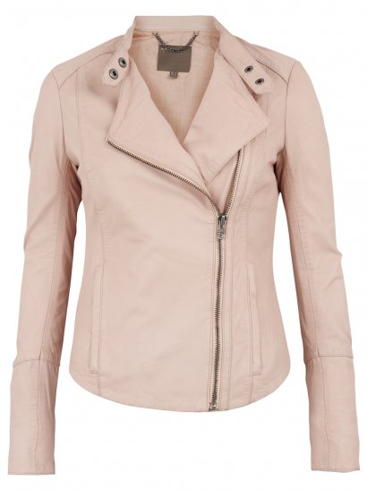 Kaus Fitted Leather Biker Jacket in Nude