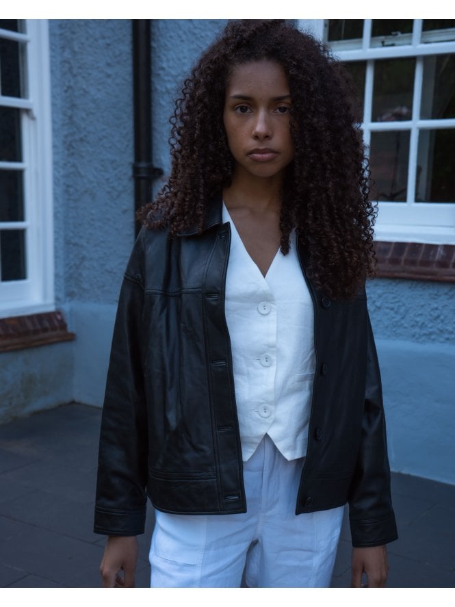 Nikki Oversized Leather Bomber
