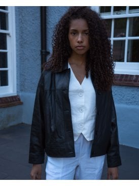 Nikki Oversized Leather Bomber