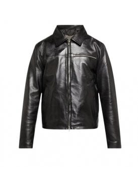 Orion Leather Zip Front Collared Bomber