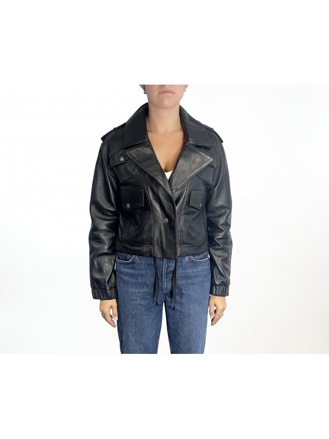 Patti Retro Collar Leather Biker