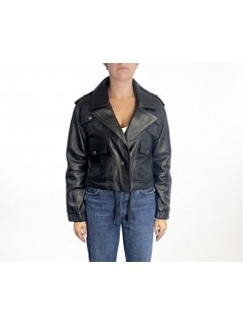 Patti Retro Collar Leather Biker