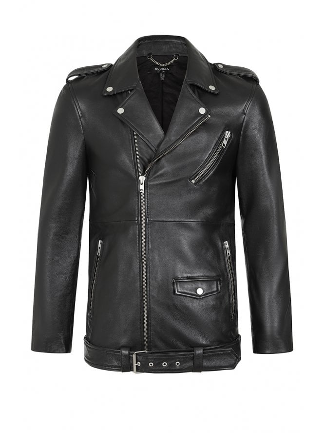 Presley Long Line Leather Biker