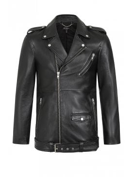 Presley Long Line Leather Biker