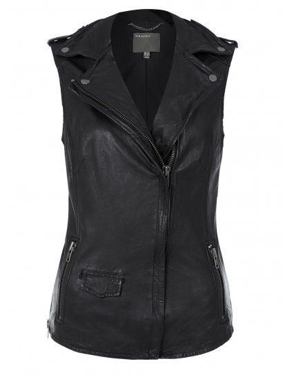 Preta Black Sleeveless Leather Biker