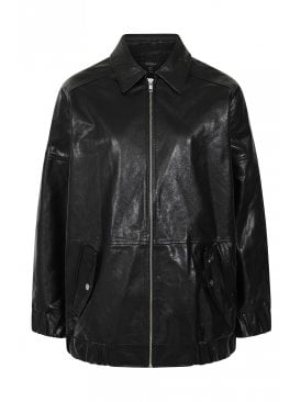 Quinn Longline Zip Front Leather Bomber