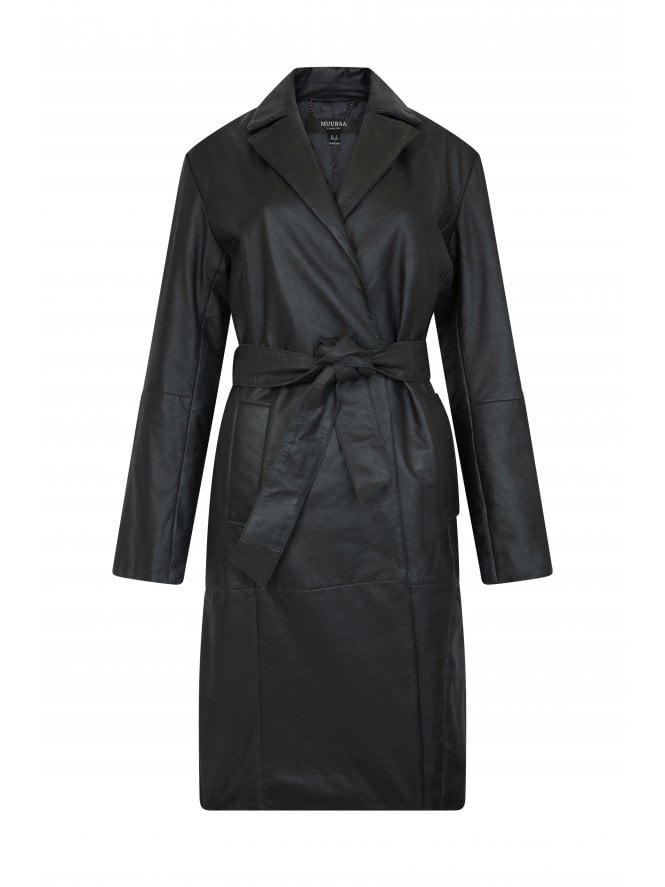 Romy Wrap Front Leather Trench	