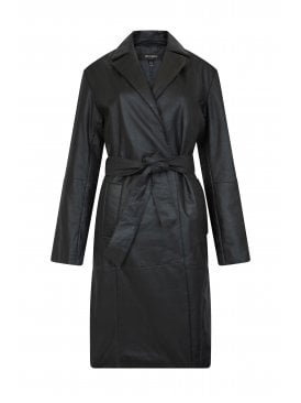 Romy Wrap Front Leather Trench	