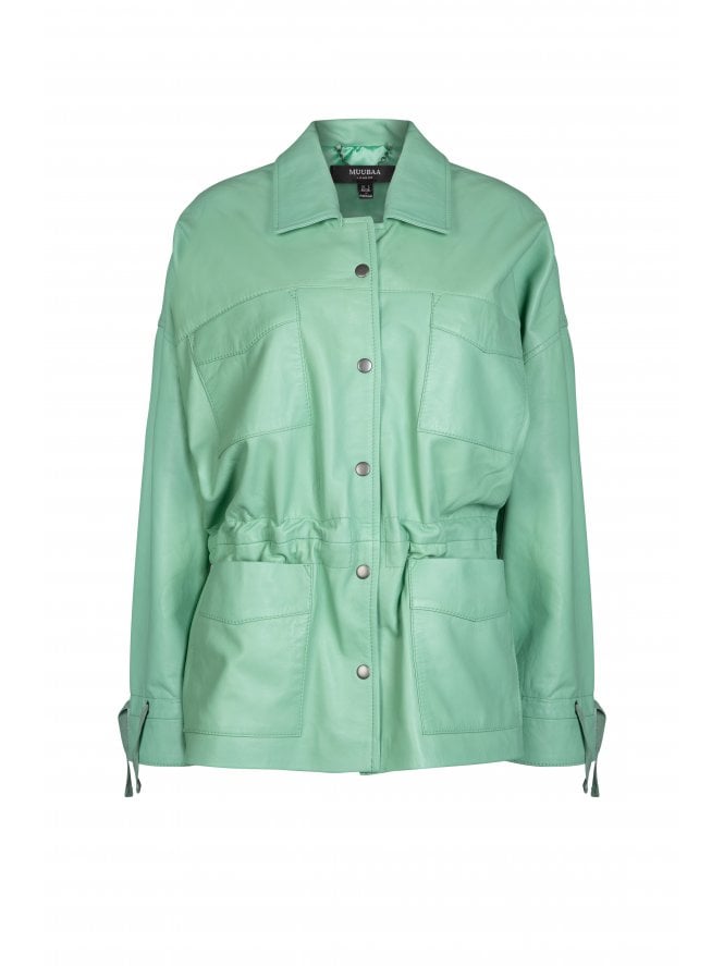 Sophie Casual Fit Leather Jacket String Waist