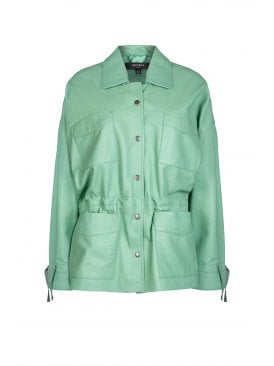 Sophie Casual Fit Leather Jacket String Waist