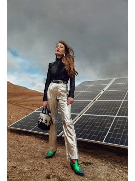 Sylvia Straight Leg Leather Jeans